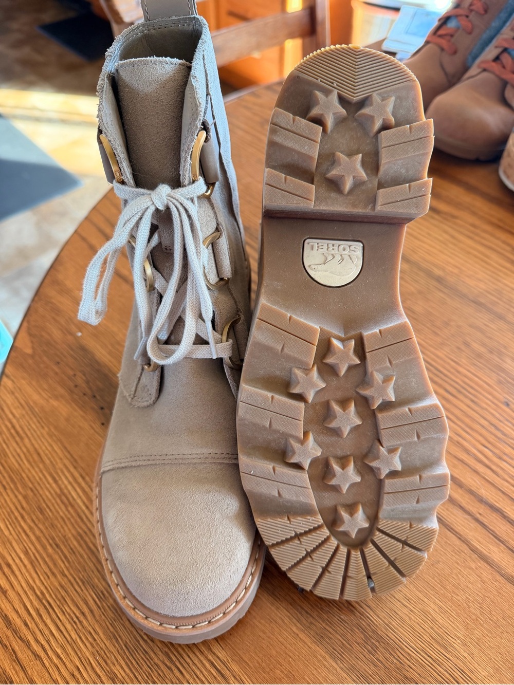 Women's Lace-Up Combat Boots in Light Taupe